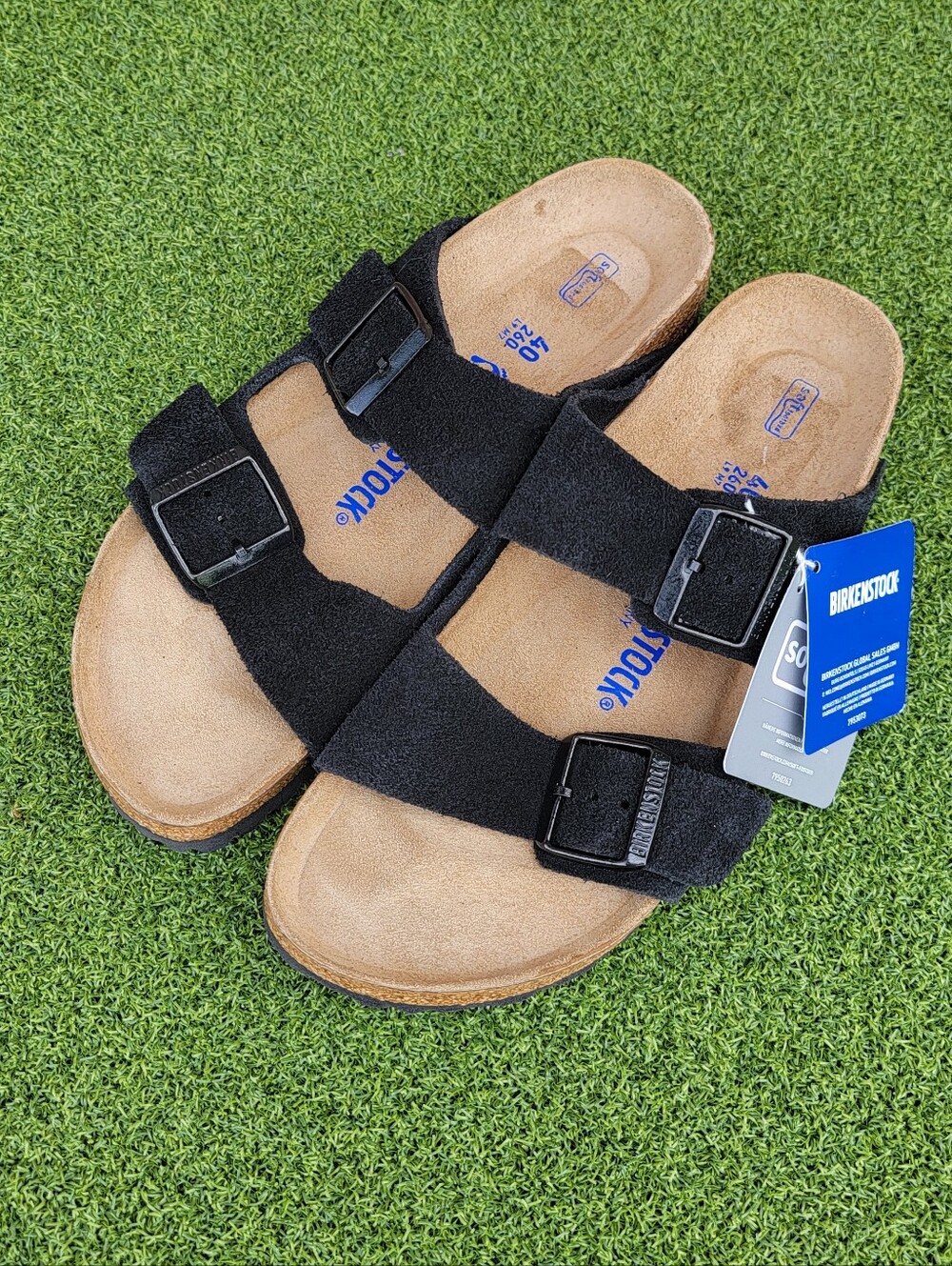 Birkenstock Womens Black Suede Two-Strap Slide Sandals - US Size 9M - Picture 4 of 10